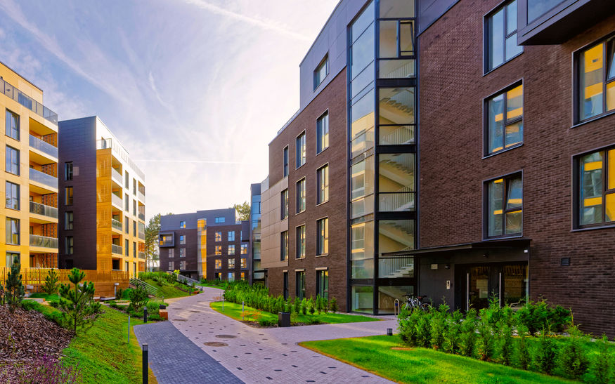 Modern european complex of residential buildings reflex