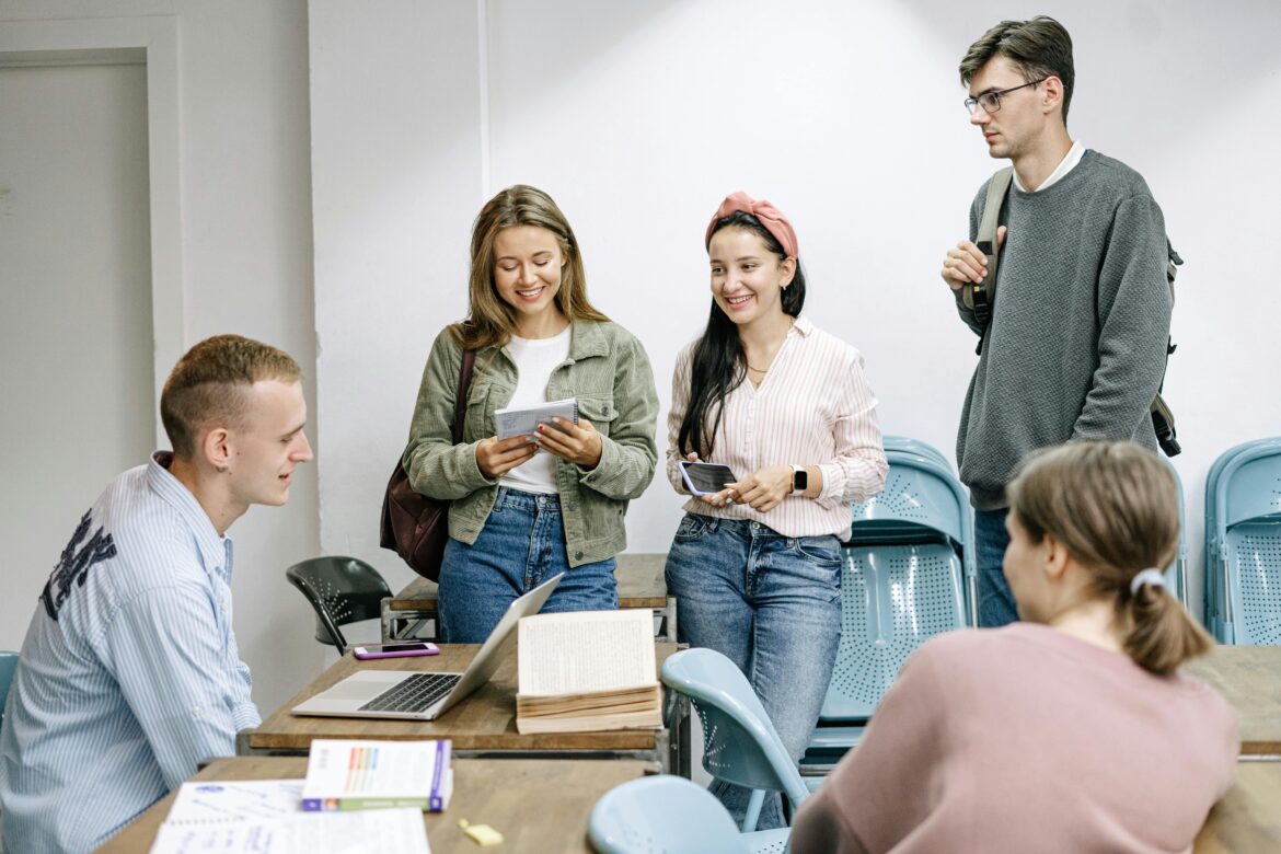 Group of people studying together