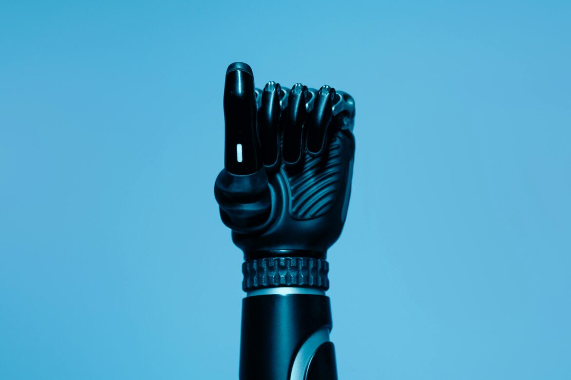 Black prosthetic arm