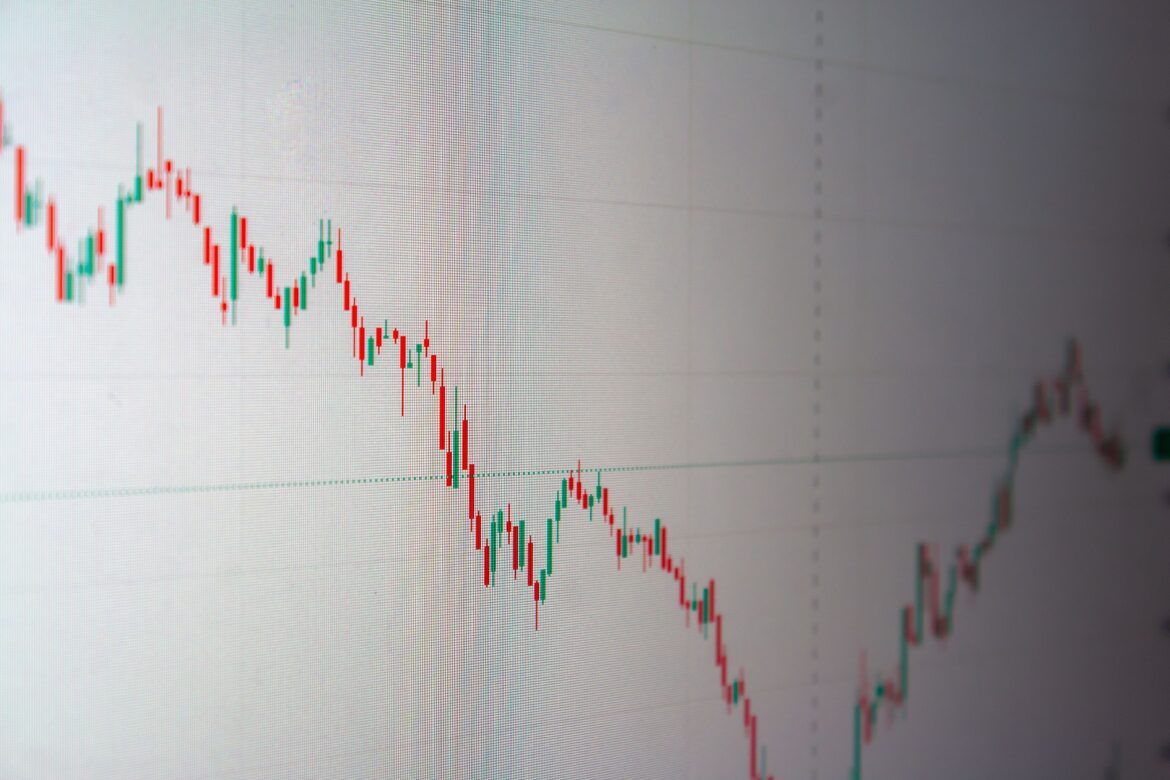 A close up of a stock chart