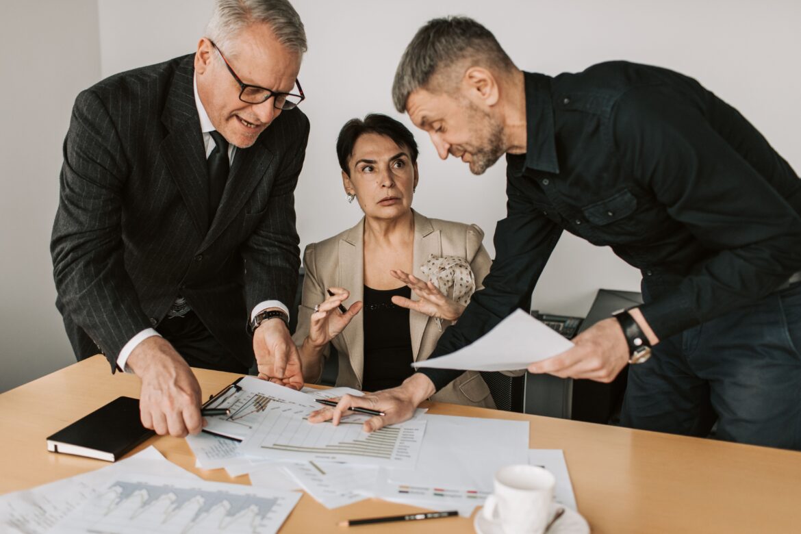A meeting in an office