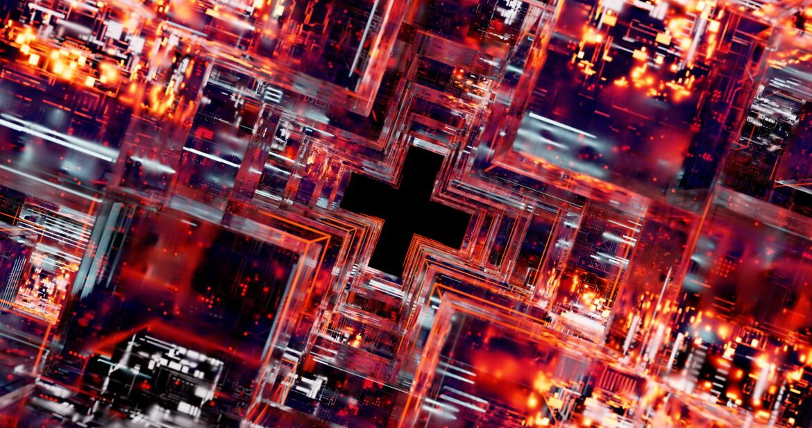 Futuristic digital circuitry with led lights