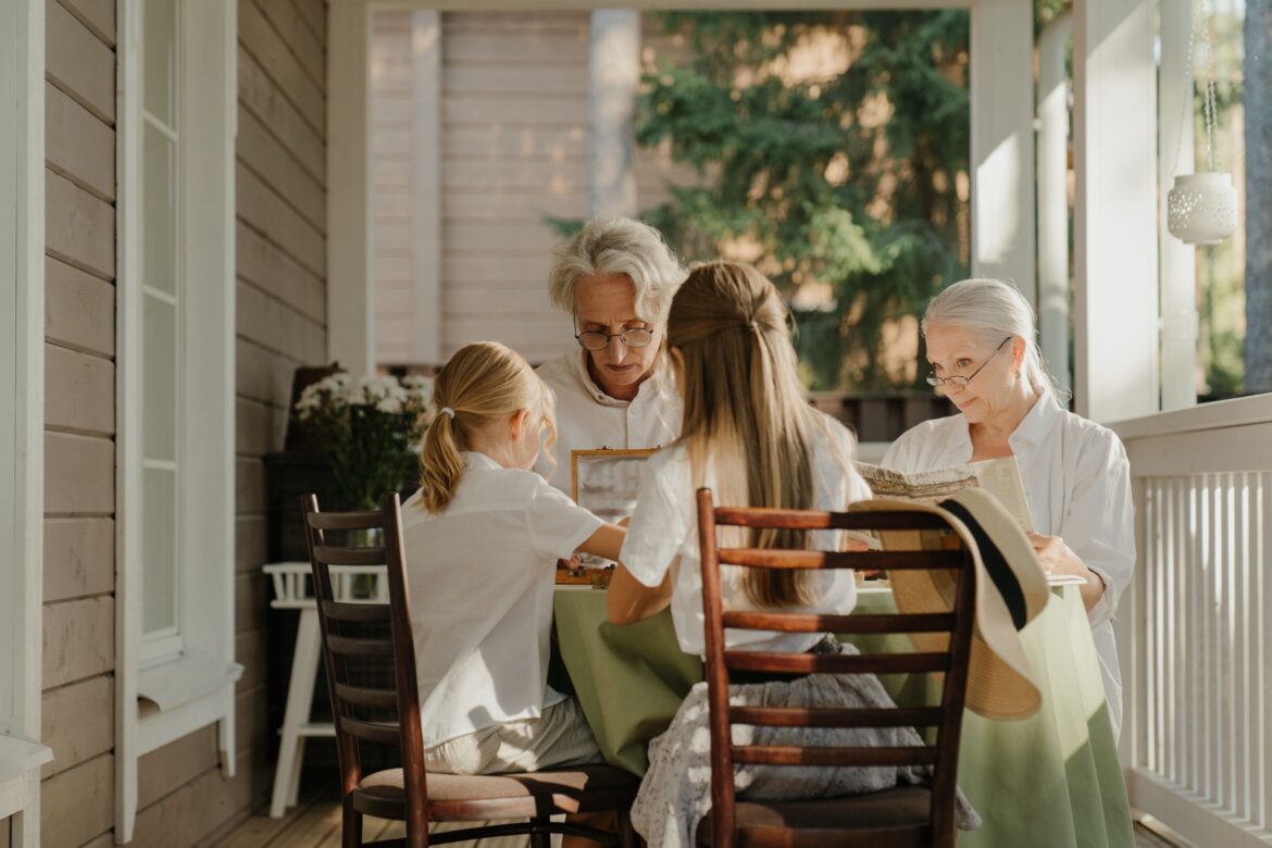 A family sitting at the table