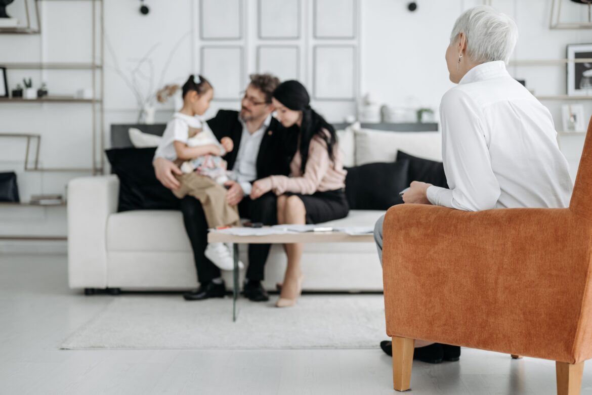 A couple adopting a child