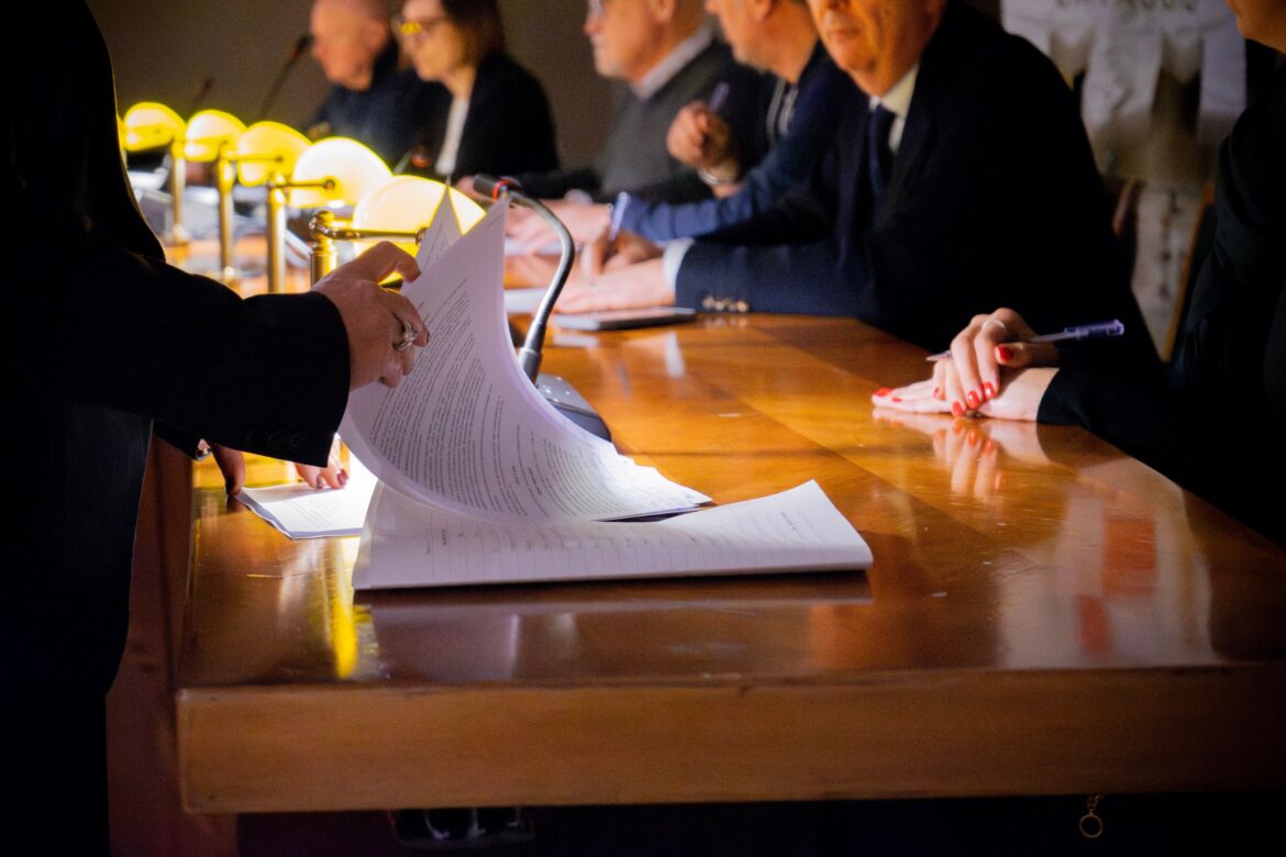 Business meeting with documents in bergamo