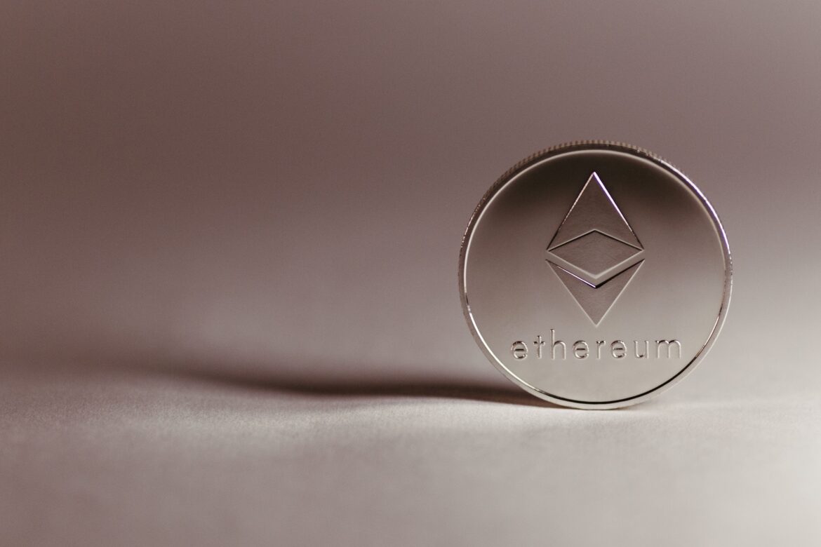Close up of etheroum crypto currency coin
