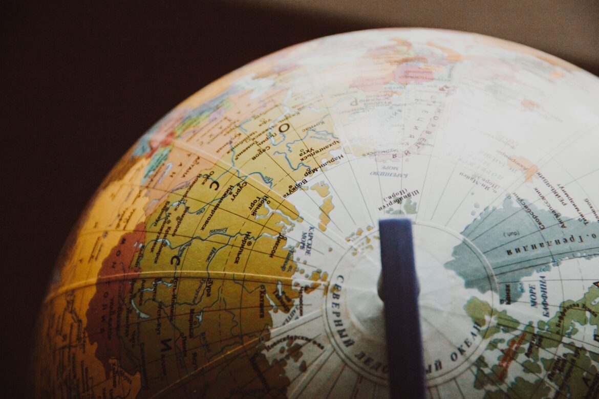 Desk globe on shallow focus lens