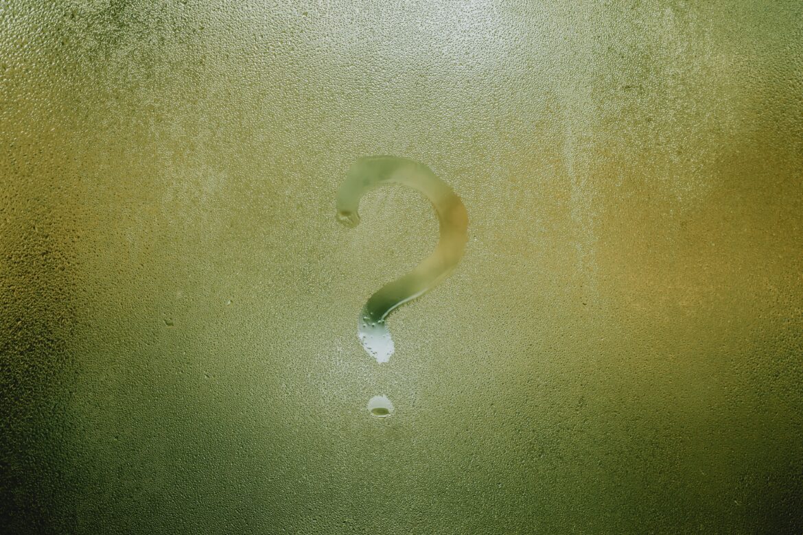Misted window with question mark