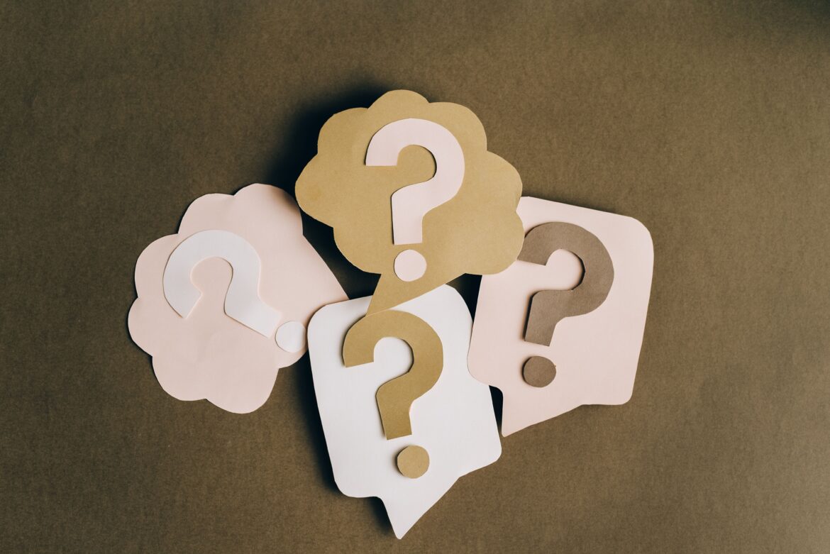 Question marks on paper crafts