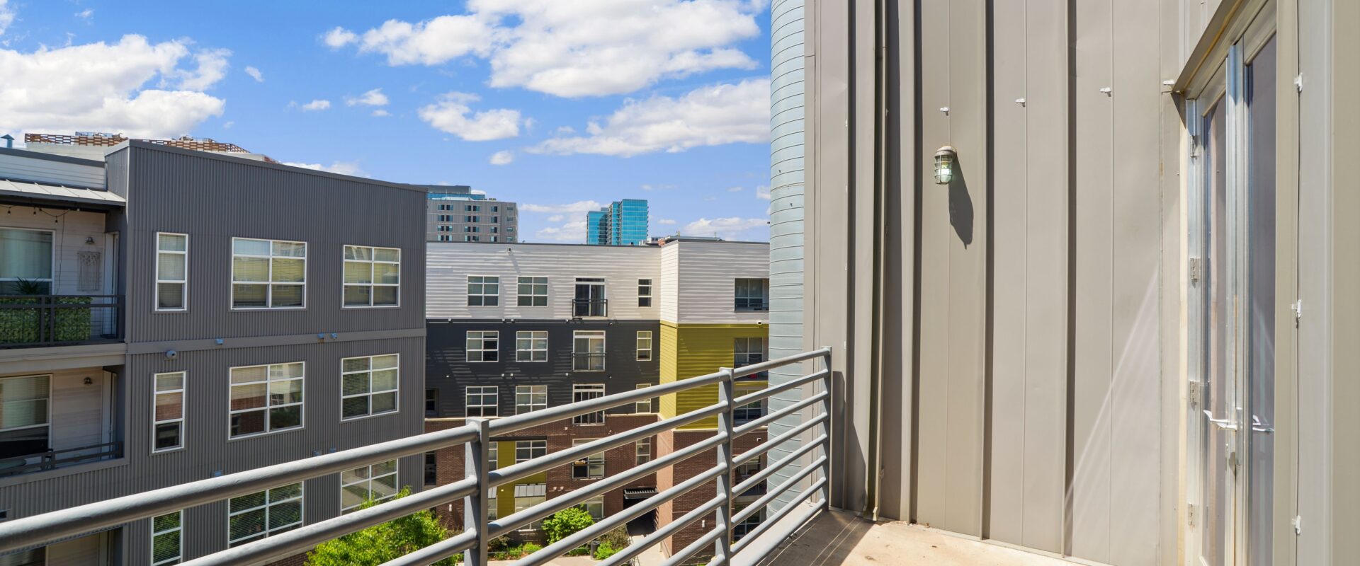 Railing on sunlit balcony