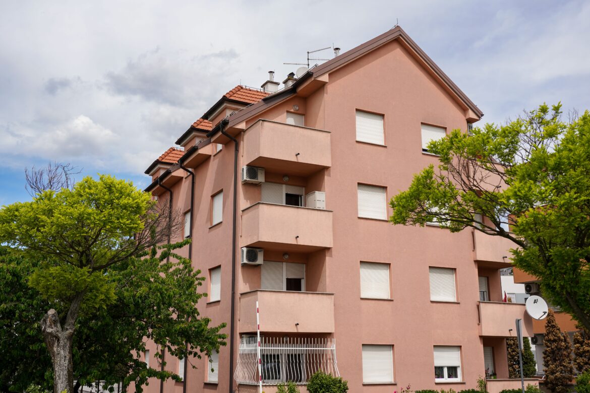 Residential building among trees