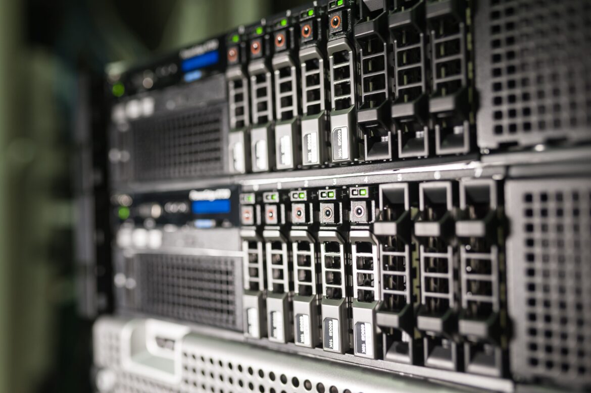 Server rack in modern data center